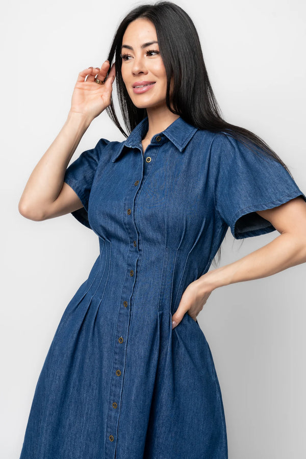 Coco Denim Short Dress | Dark Wash