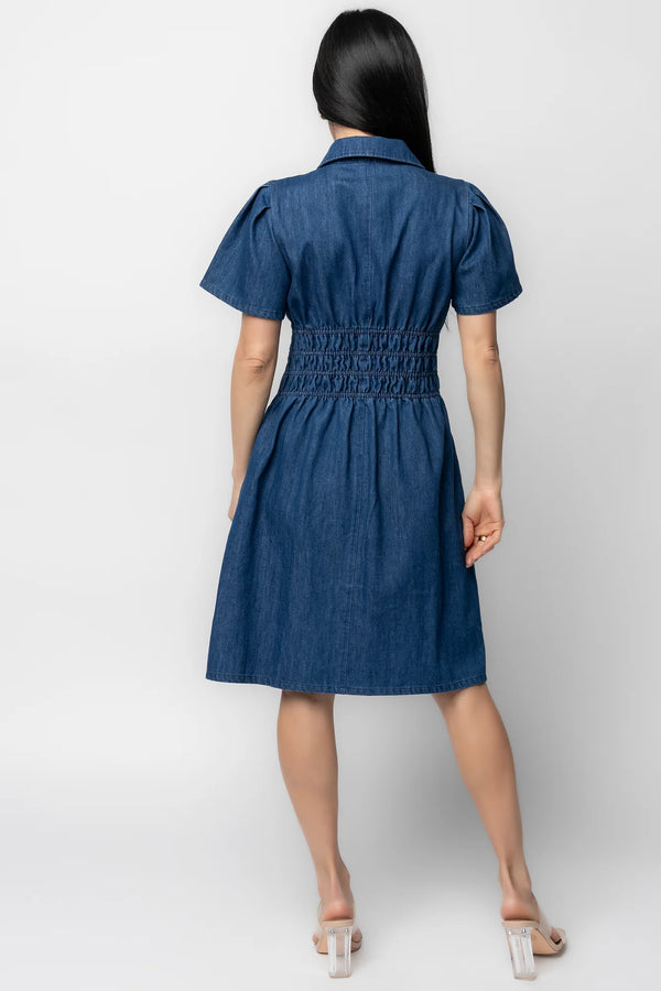 Coco Denim Short Dress | Dark Wash