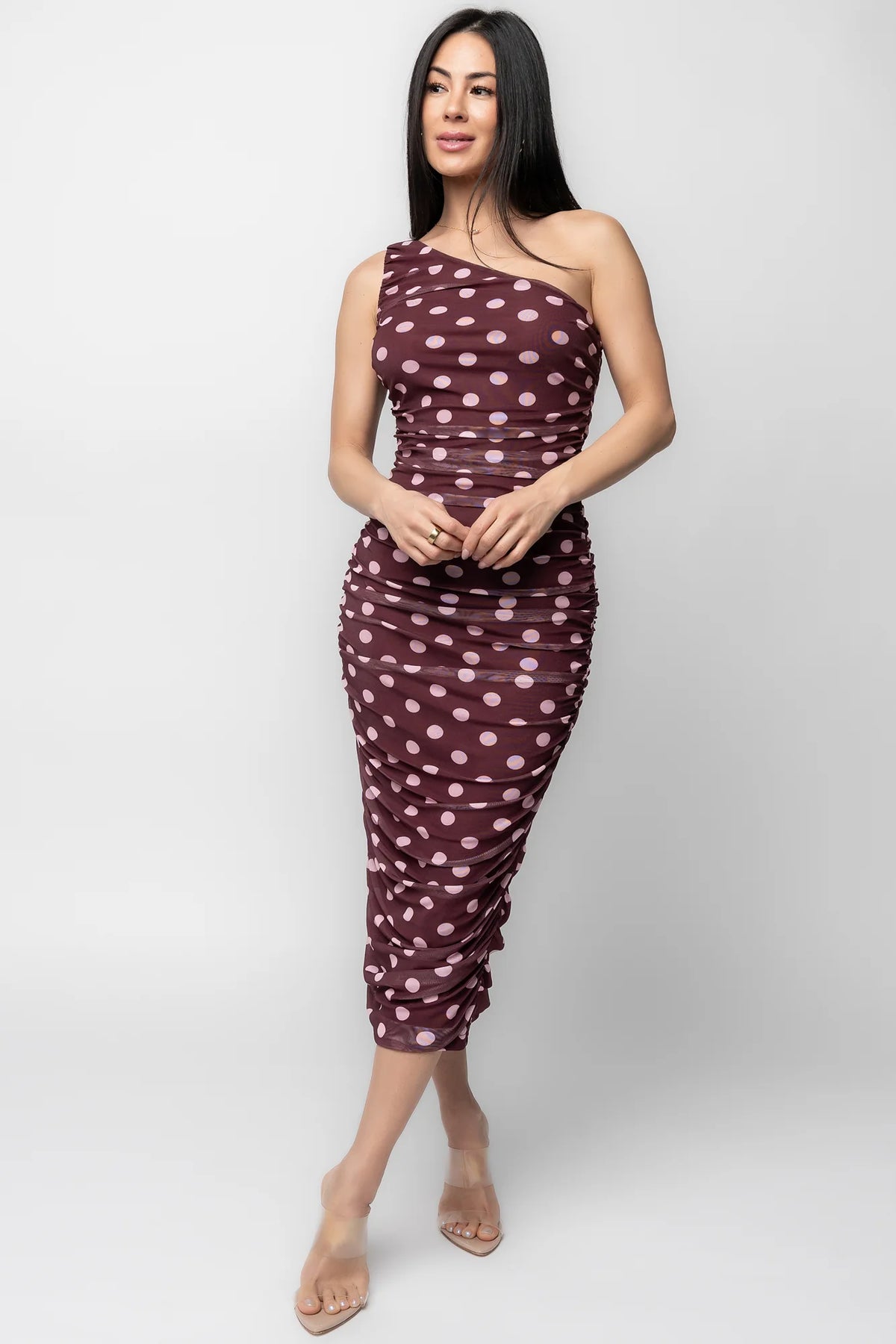 Lolli One Shoulder Midi Dress | Berry + Pink Main image