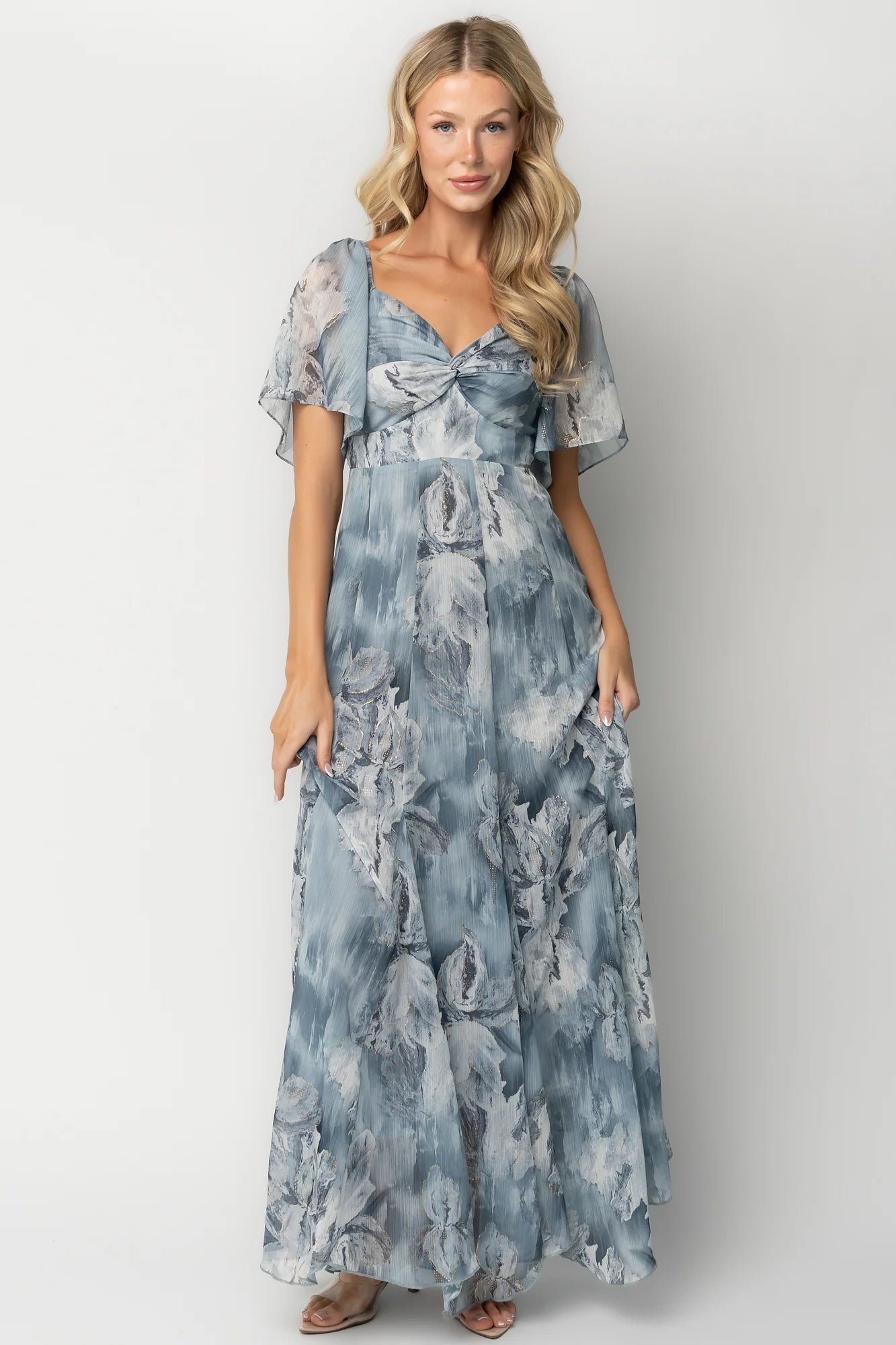 Positano Maxi Dress | Light Blue Floral Secondary image