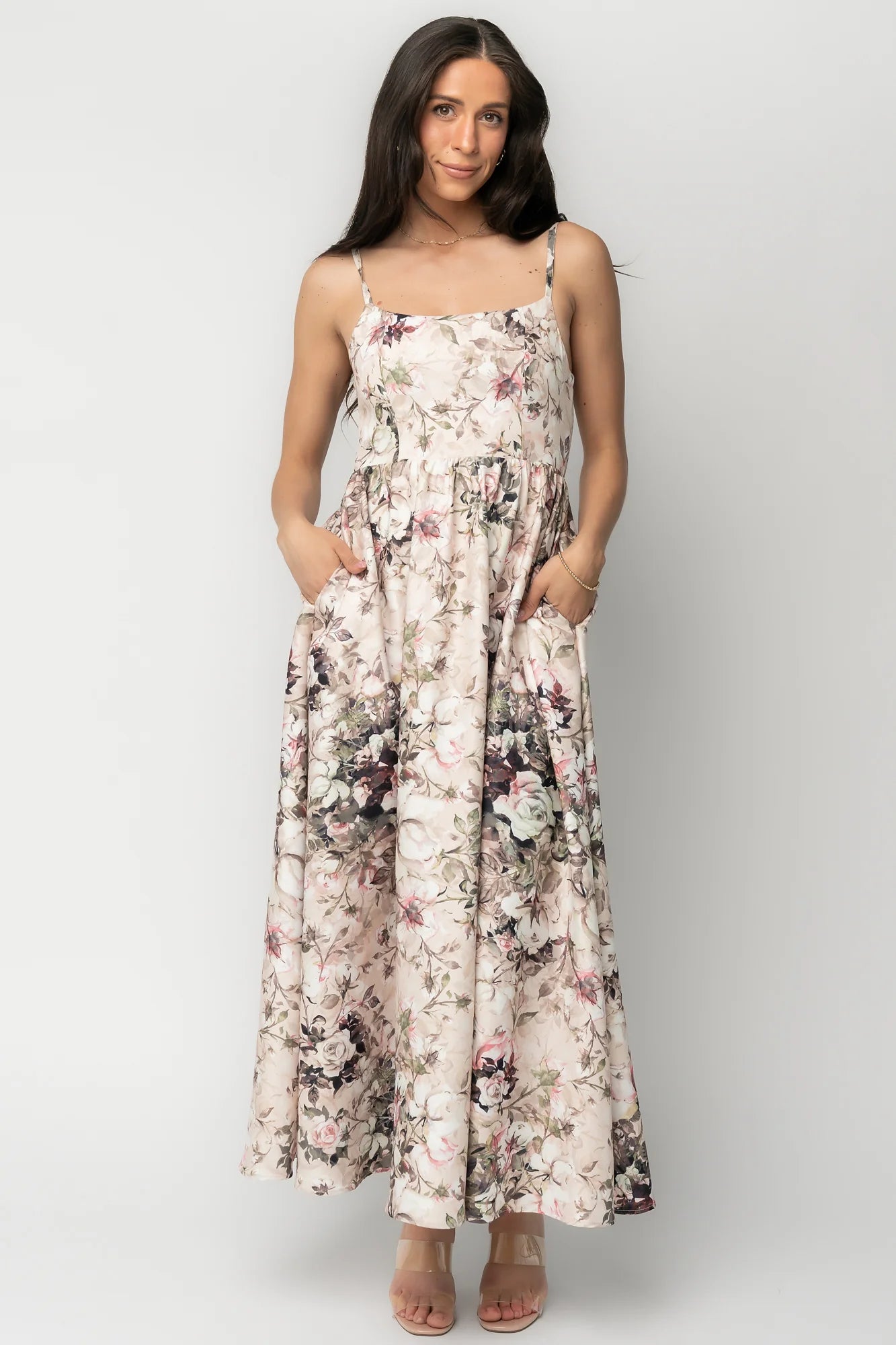 Celia Midi Dress | Beige Multi Floral Secondary image