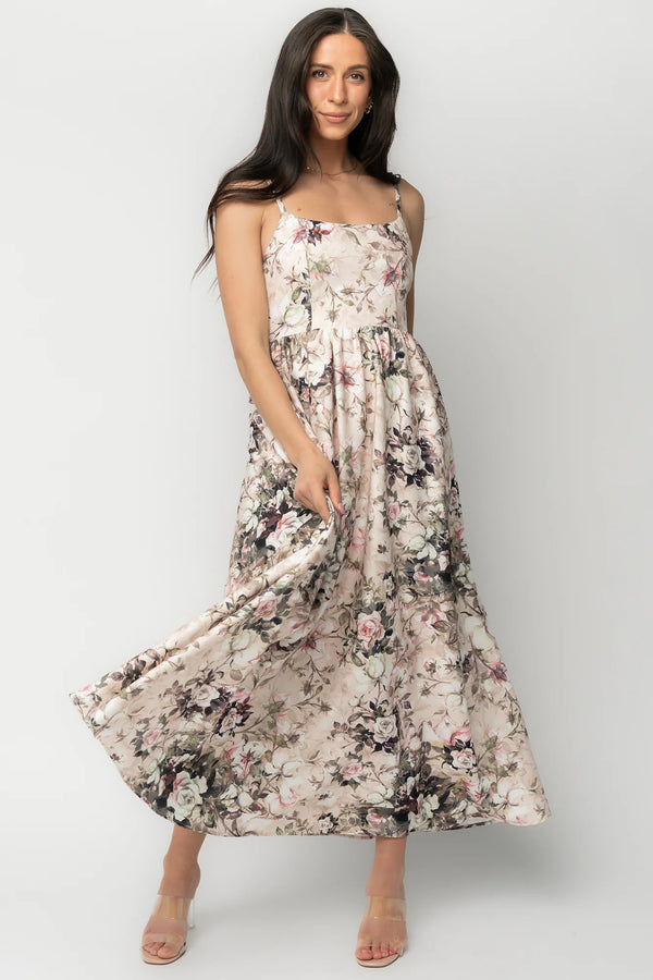 Celia Midi Dress | Beige Multi Floral