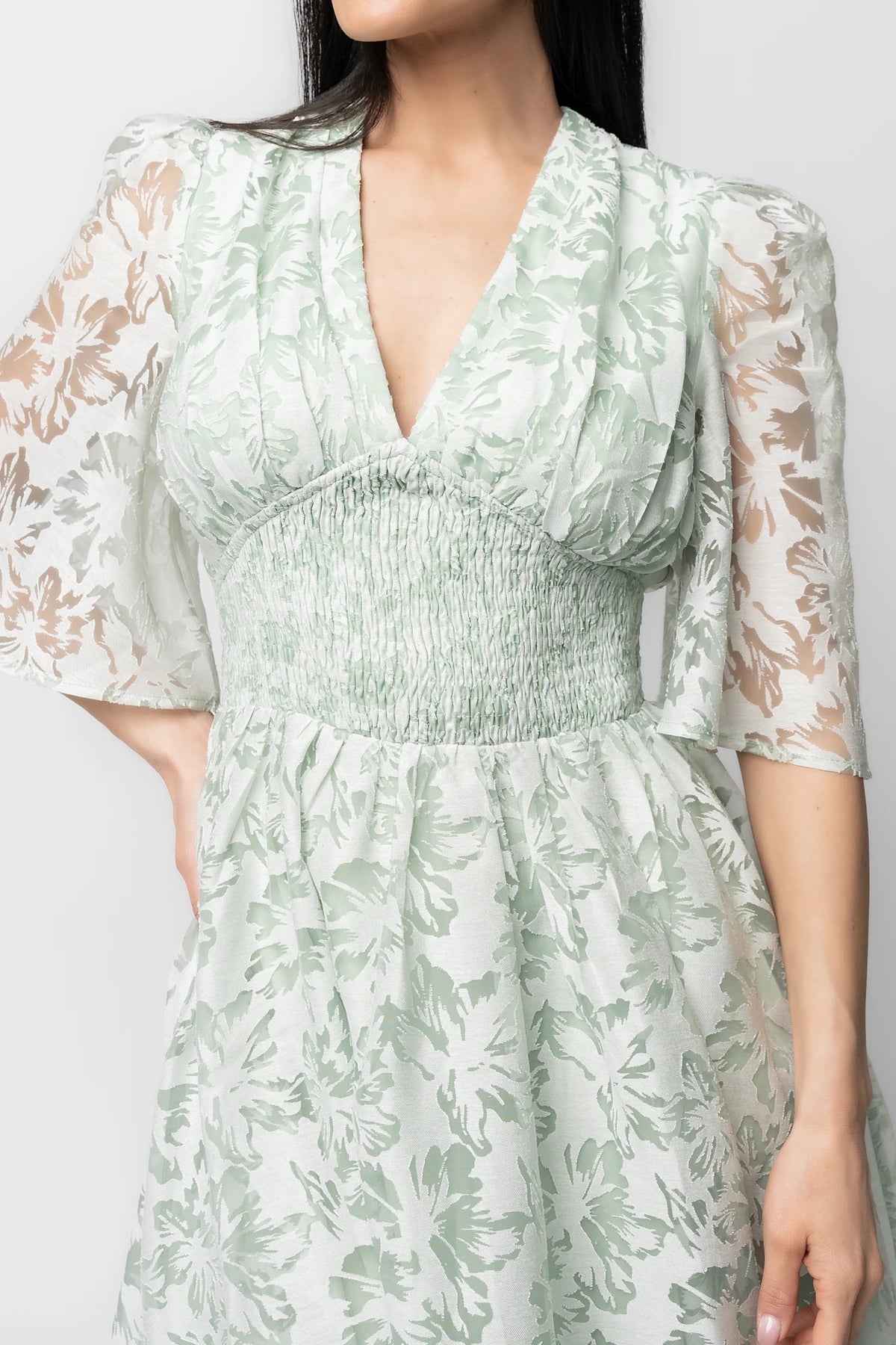 Bonnie Short Dress | Sage Floral