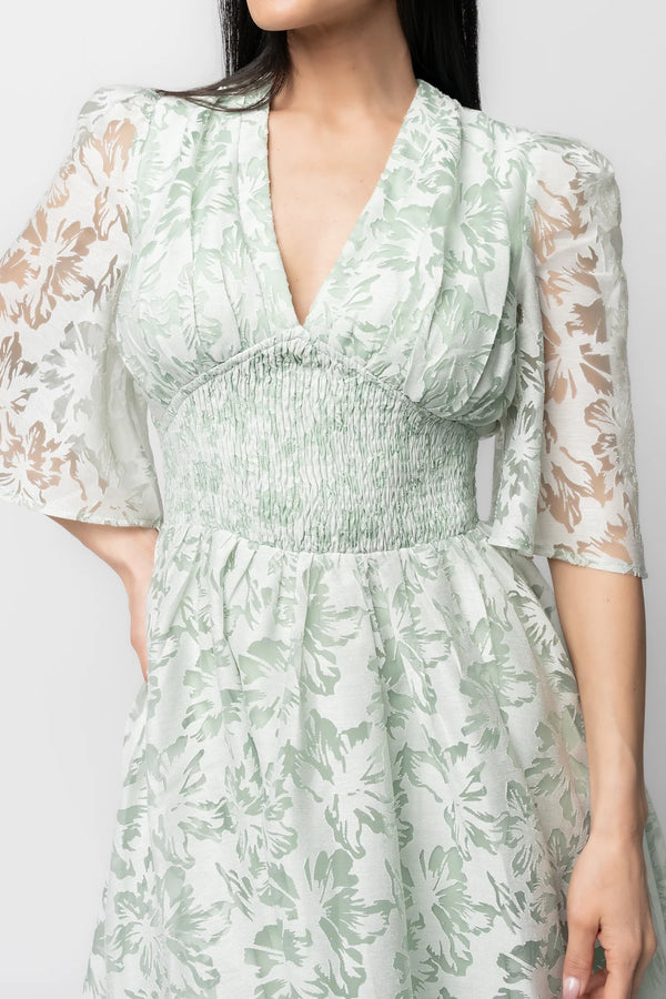 Bonnie Short Dress | Sage Floral