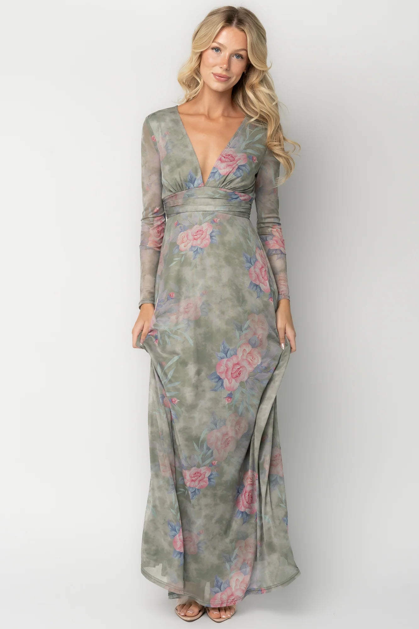 Fable Mesh Maxi Dress | Dusty Sage Floral Secondary image