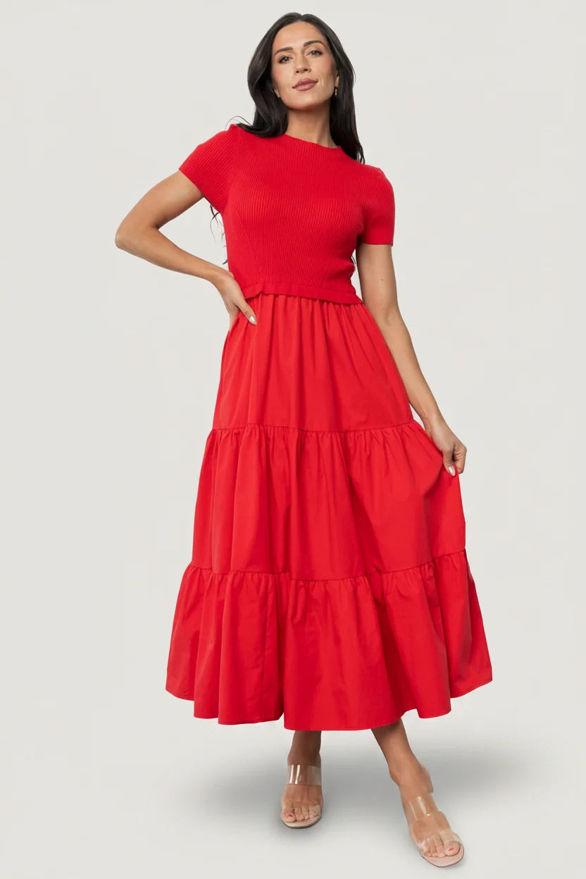 Devotion Tiered Dress | Red Main image