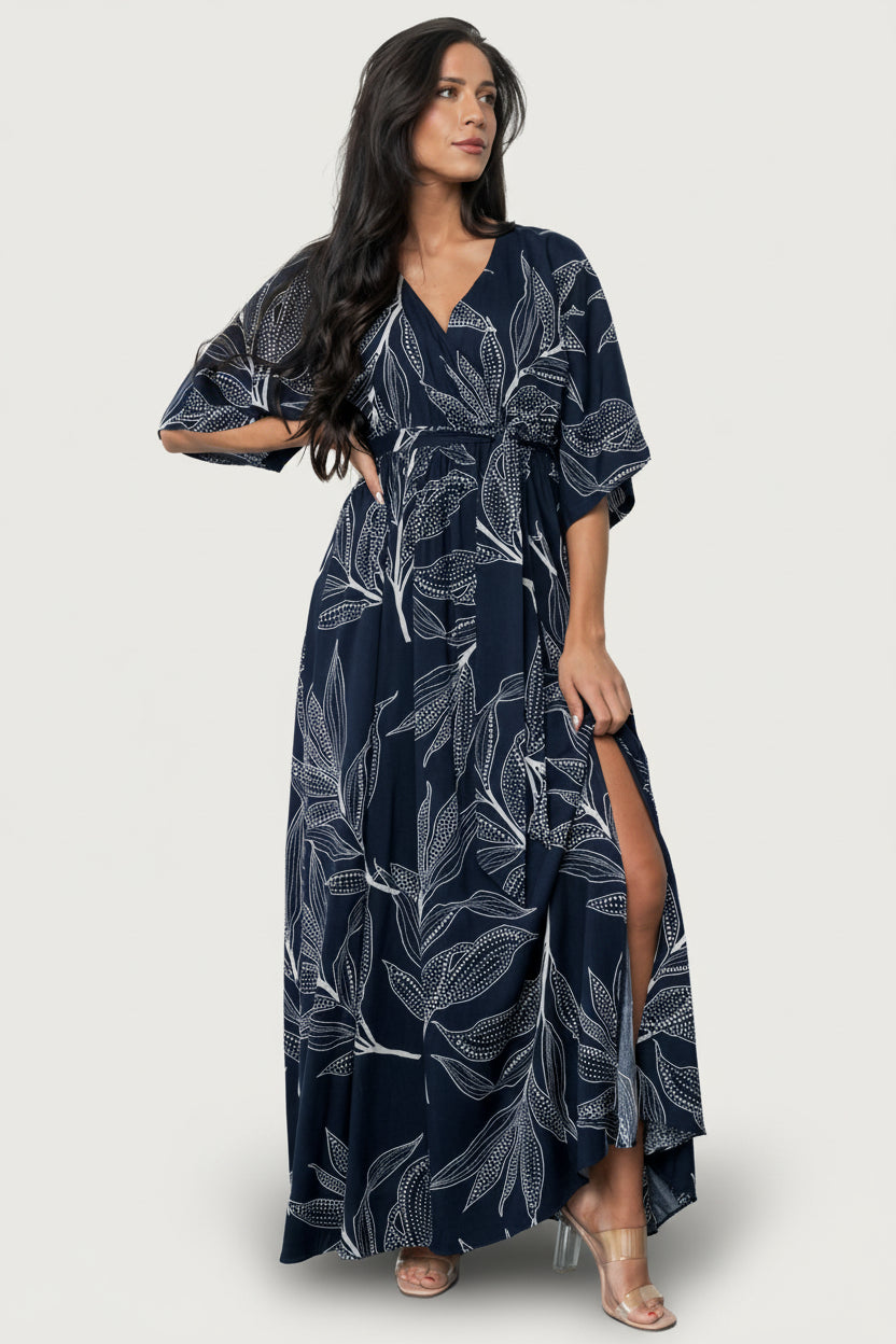 Kalea Maxi Dress | Navy + White Main image