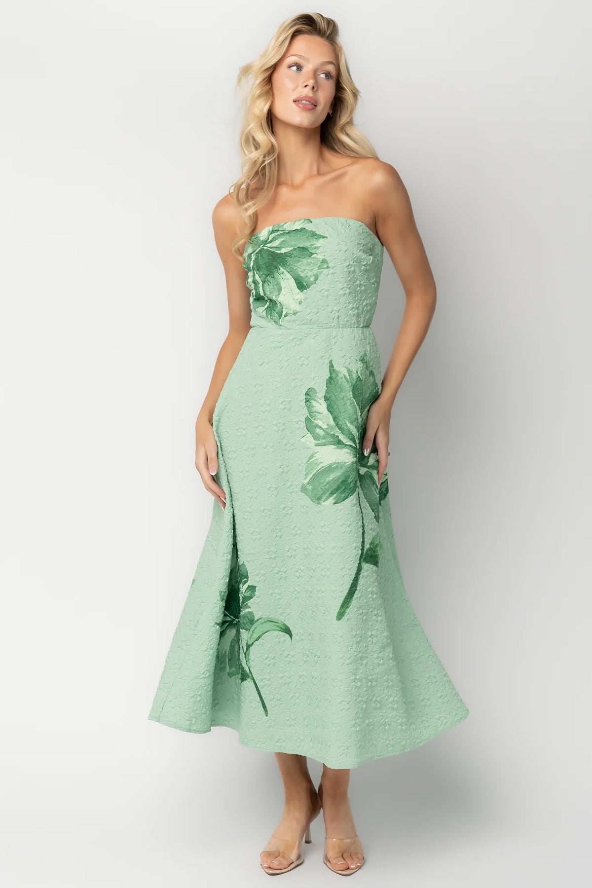 Genesis Strapless Midi Dress | Mint Green Main image