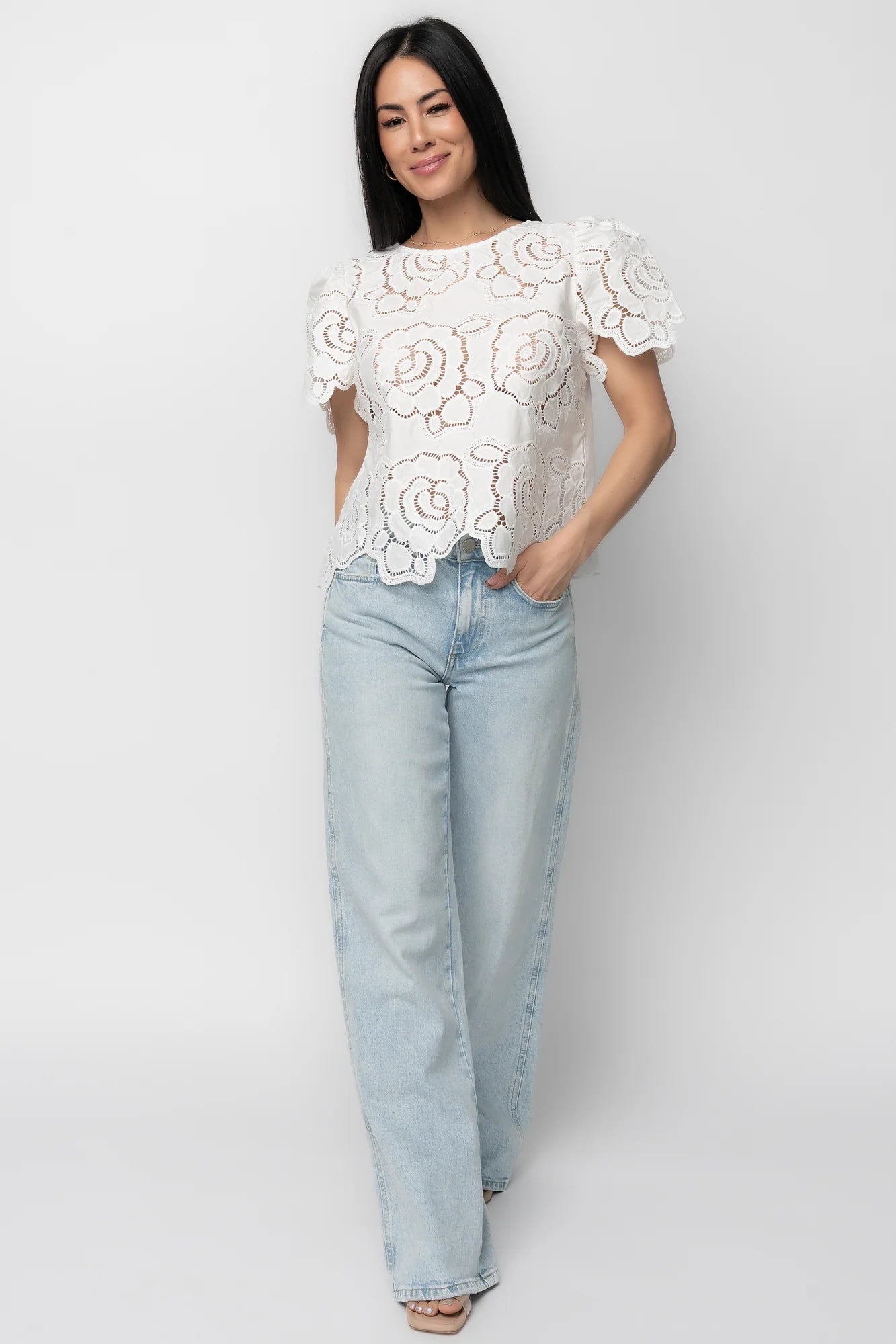Delphine Floral Top | Off White Secondary image