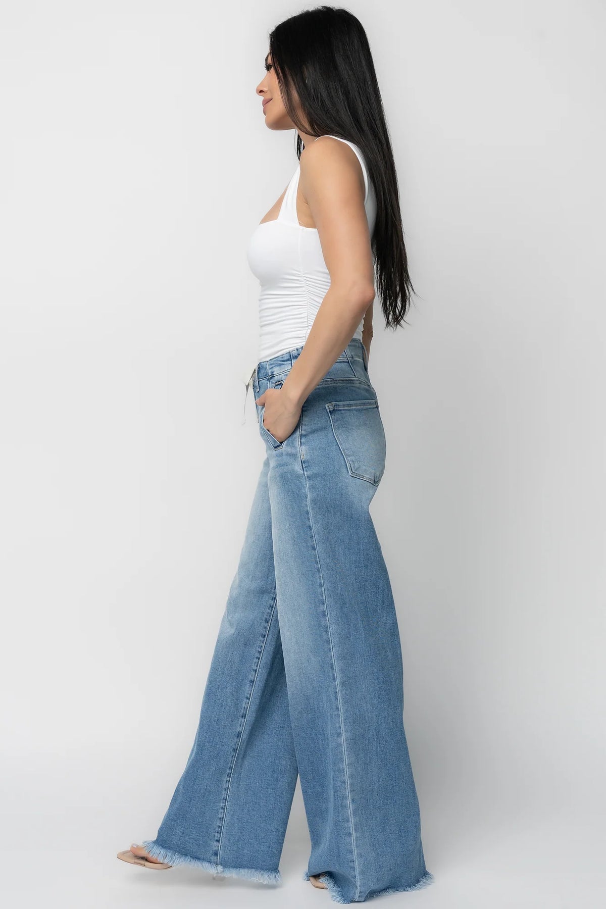 Jardin High Rise Wide Leg Jeans | Mid Wash