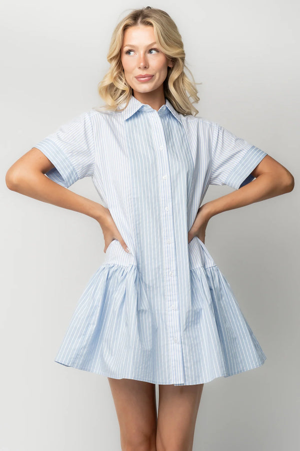Penelope Shirt Dress | Blue + White Stripe