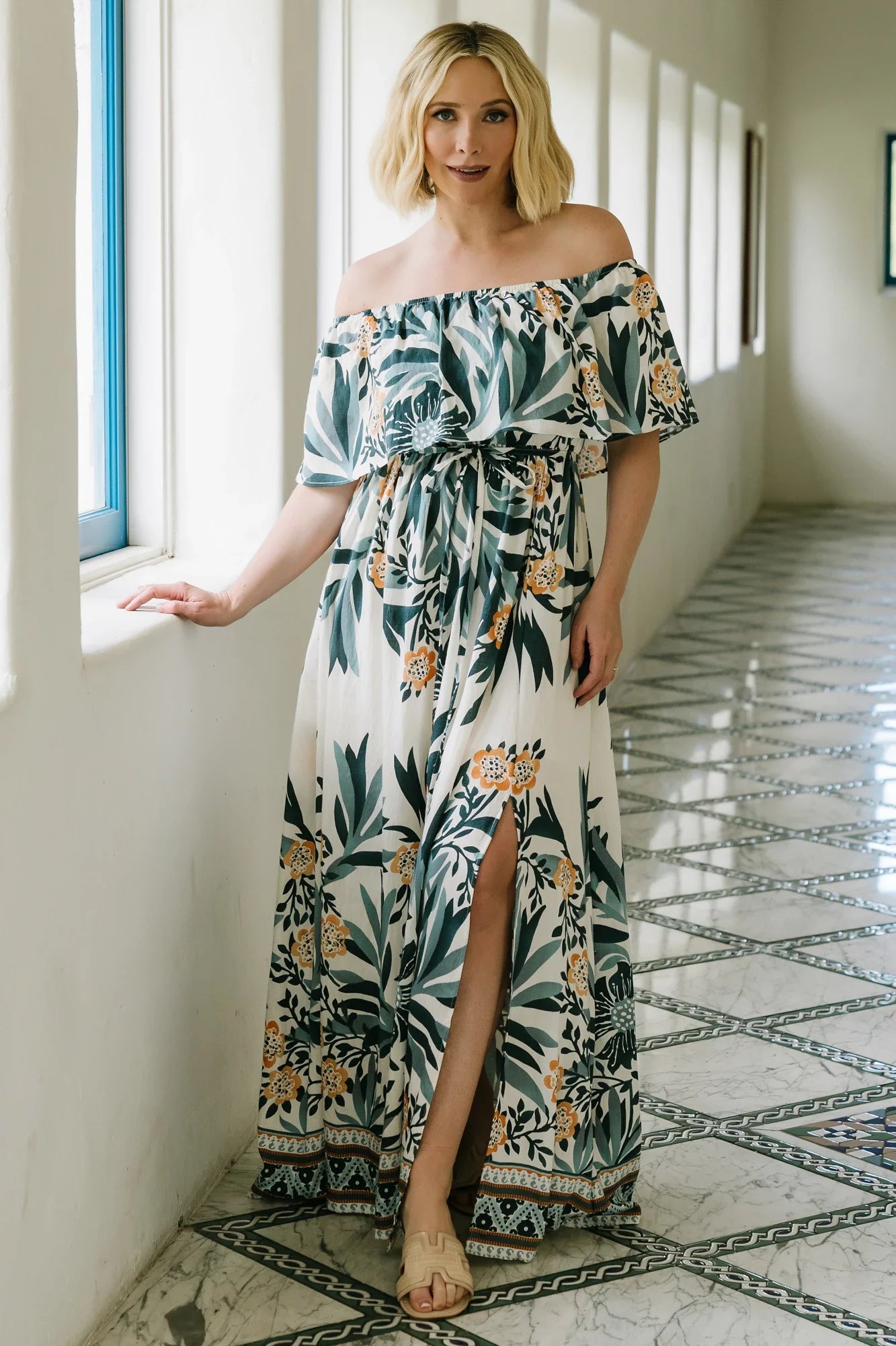 Valentina Off Shoulder Maxi Dress | Multi Print Secondary image