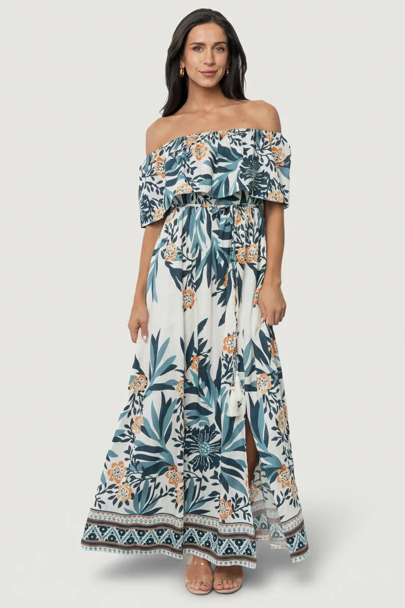 Valentina Off Shoulder Maxi Dress | Multi Print Main image