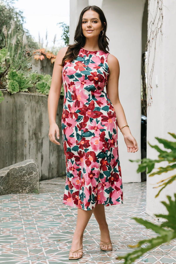 Fernanda Midi Dress | Fuchsia Floral