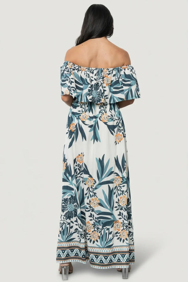 Valentina Off Shoulder Maxi Dress | Multi Print