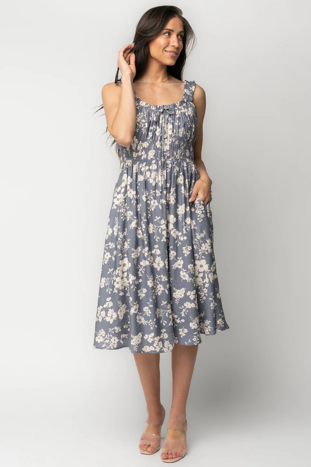 Betty Midi Dress | Slate Floral Main image