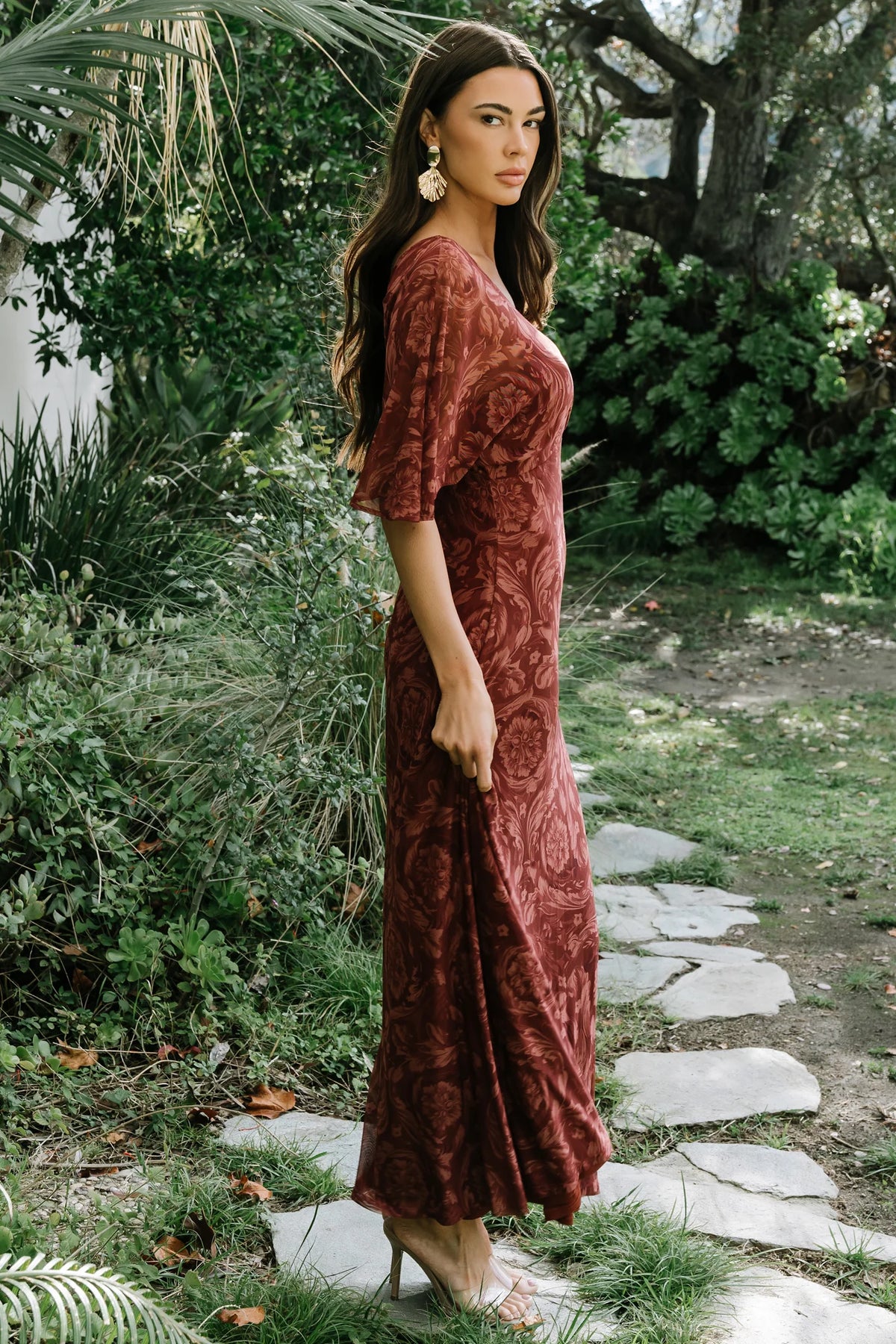 Sevilla Mesh Maxi Dress | Marsala