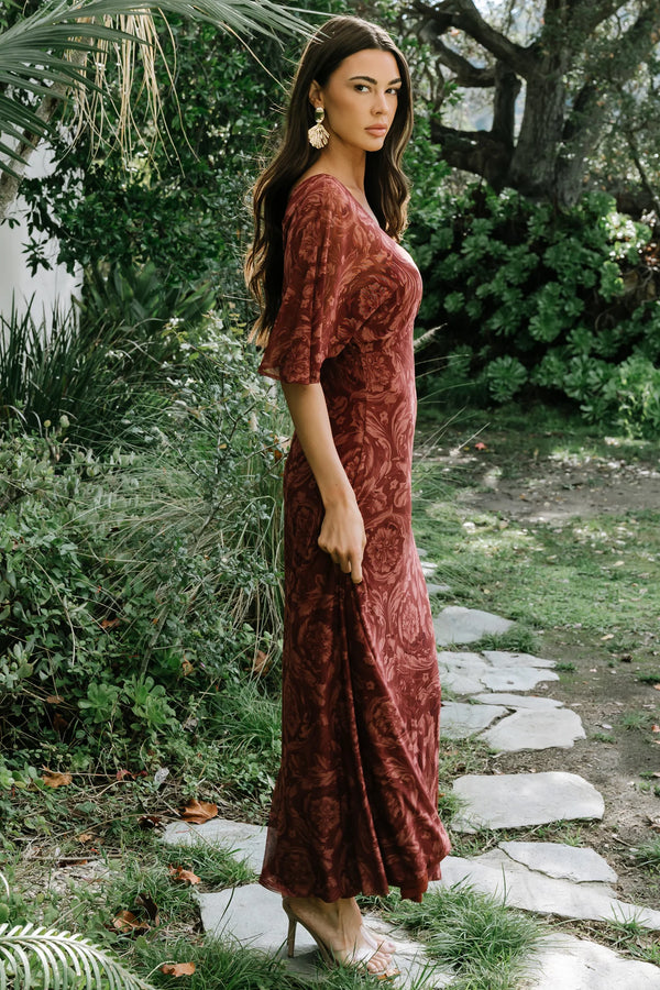 Sevilla Mesh Maxi Dress | Marsala