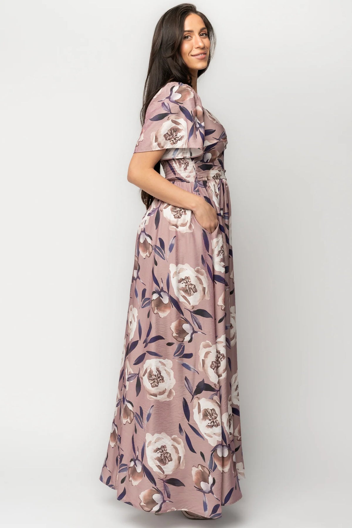 Aveline Maxi Dress | Dusty Mauve Floral