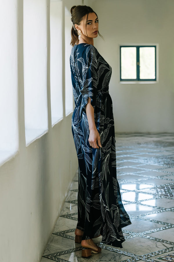 Kalea Maxi Dress | Navy + White