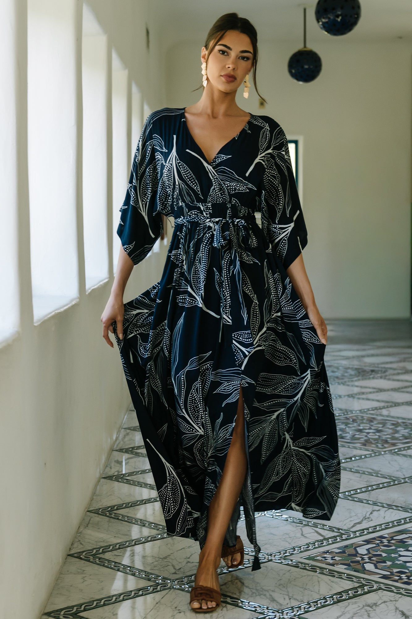 Kalea Maxi Dress | Navy + White Secondary image