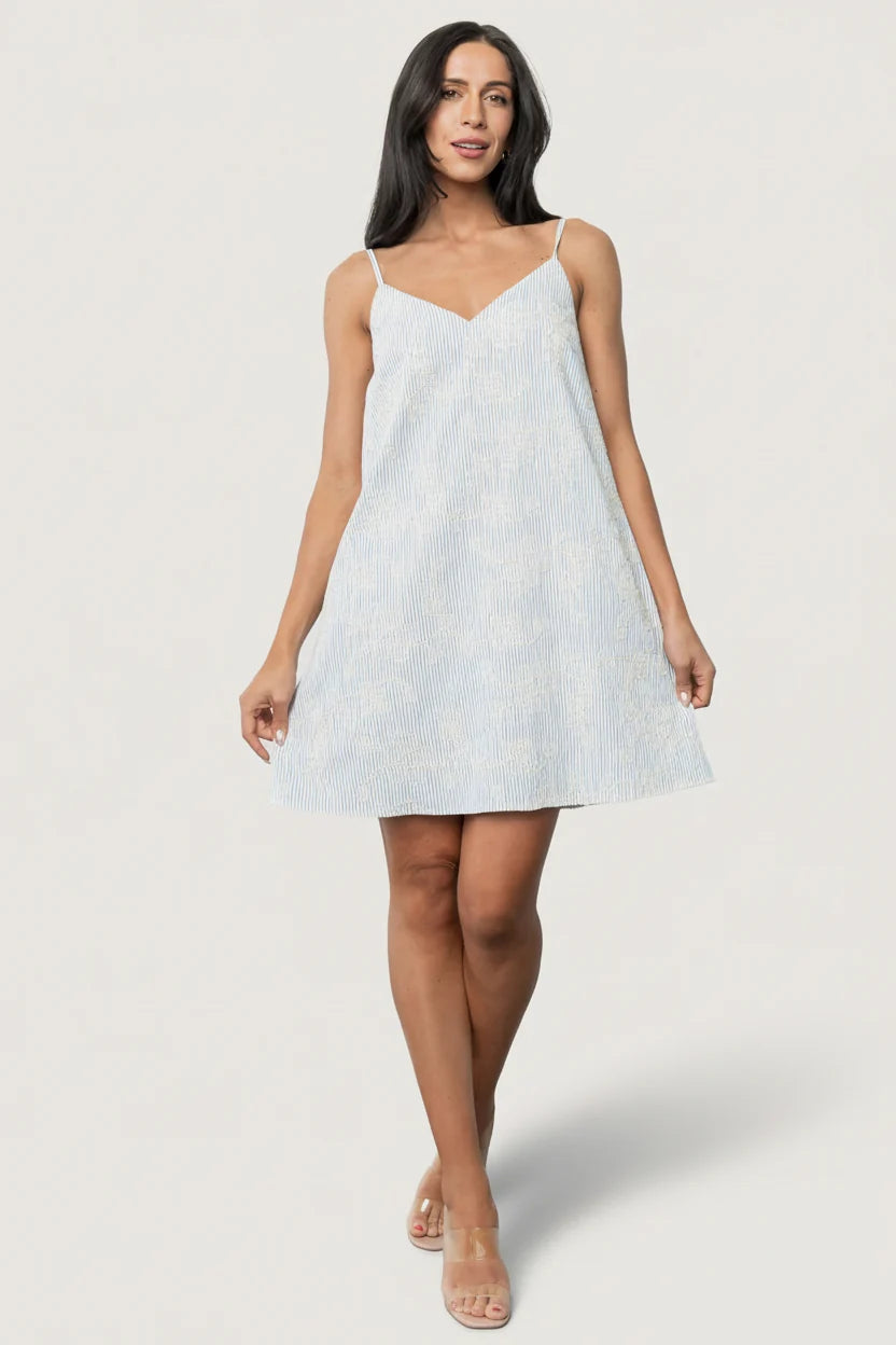 Nyra Short Dress | Blue Stripe