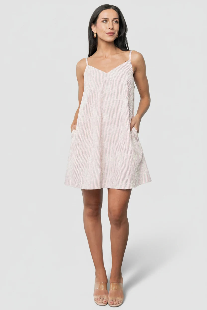 Nyra Short Dress | Red Stripe Main image