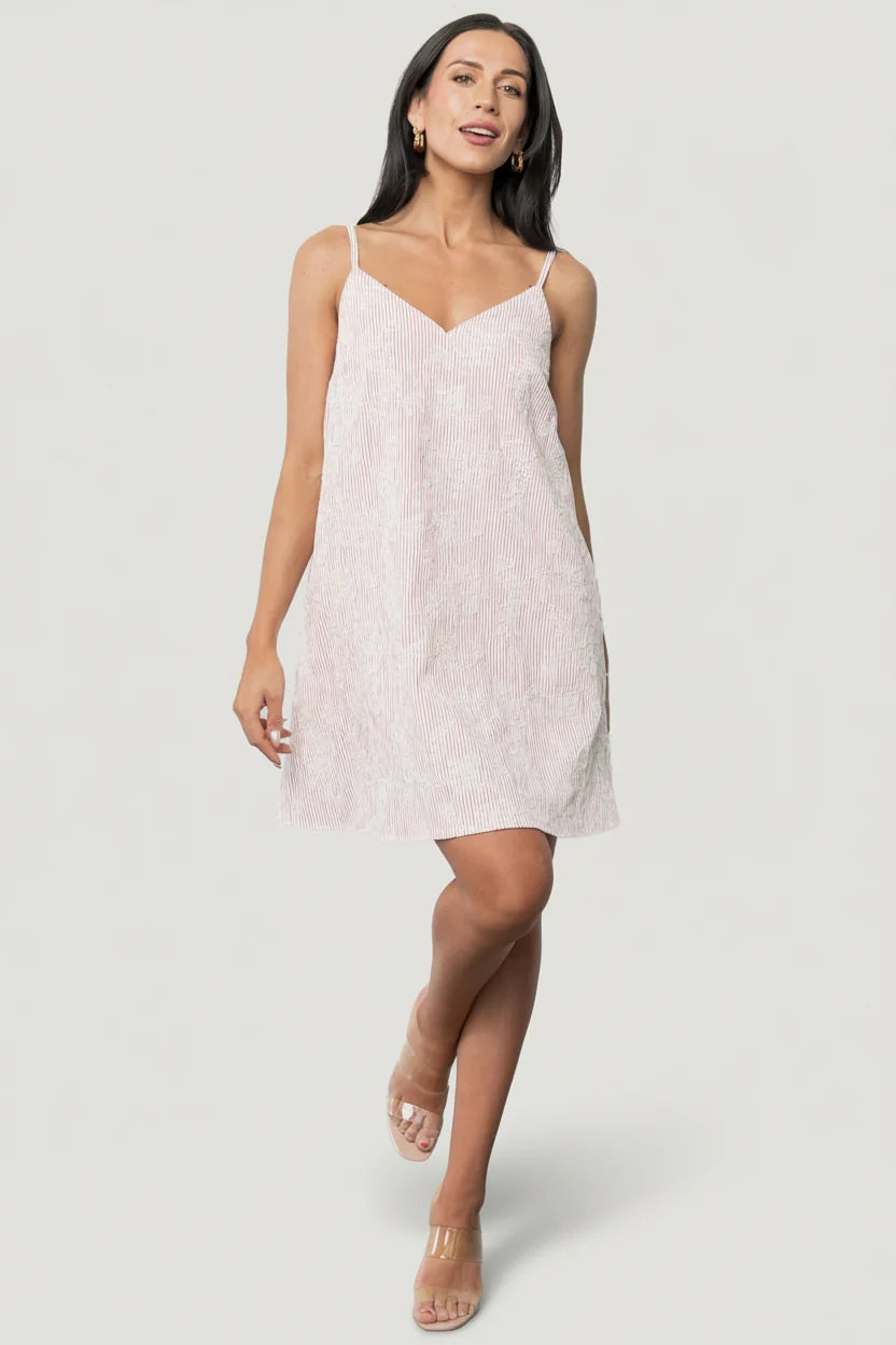 Nyra Short Dress | Red Stripe Secondary image