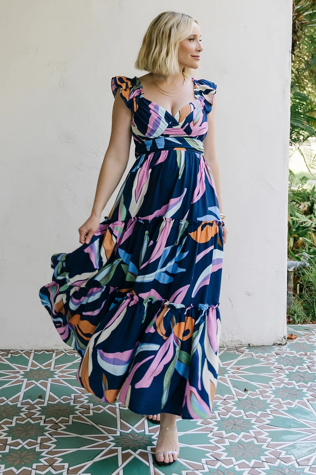 Mercedes Maxi Dress | Tropical Navy Multi Secondary image