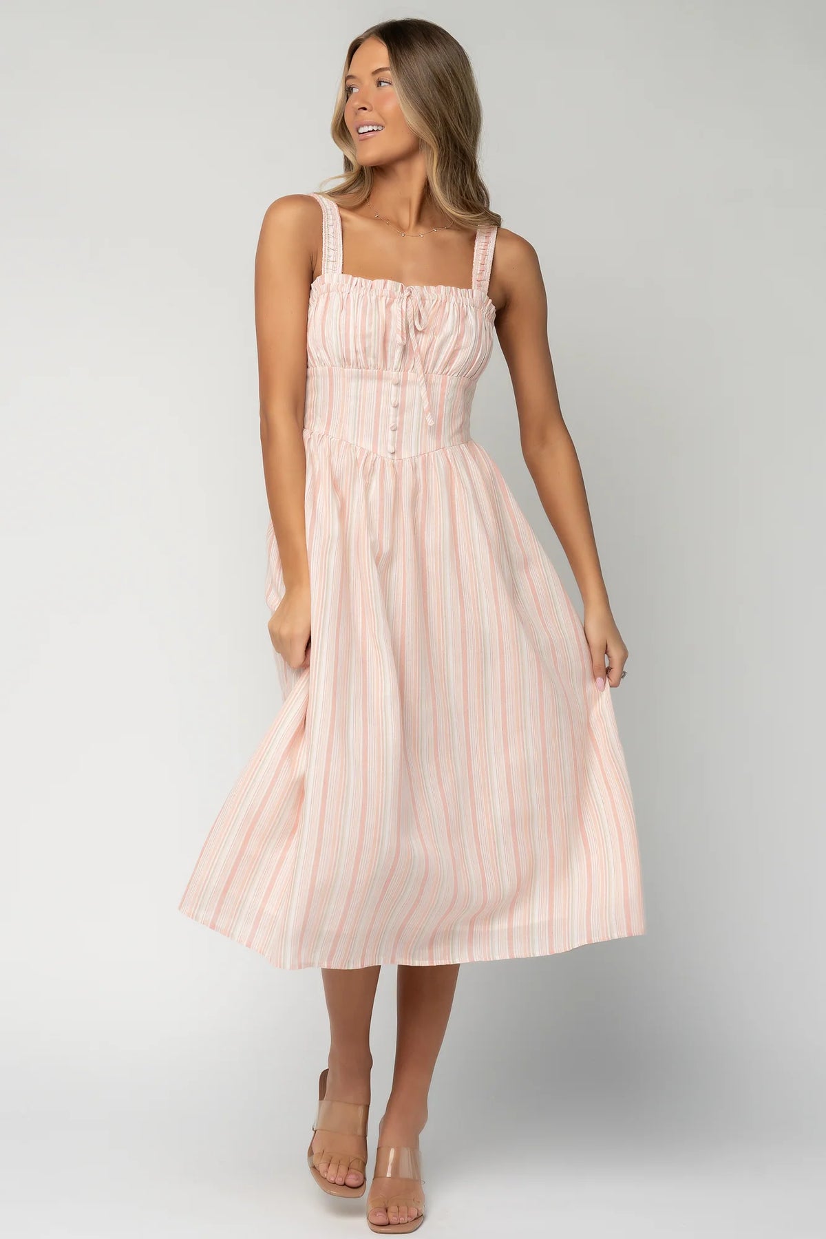 Melina Midi Dress | Peach Stripe Main image