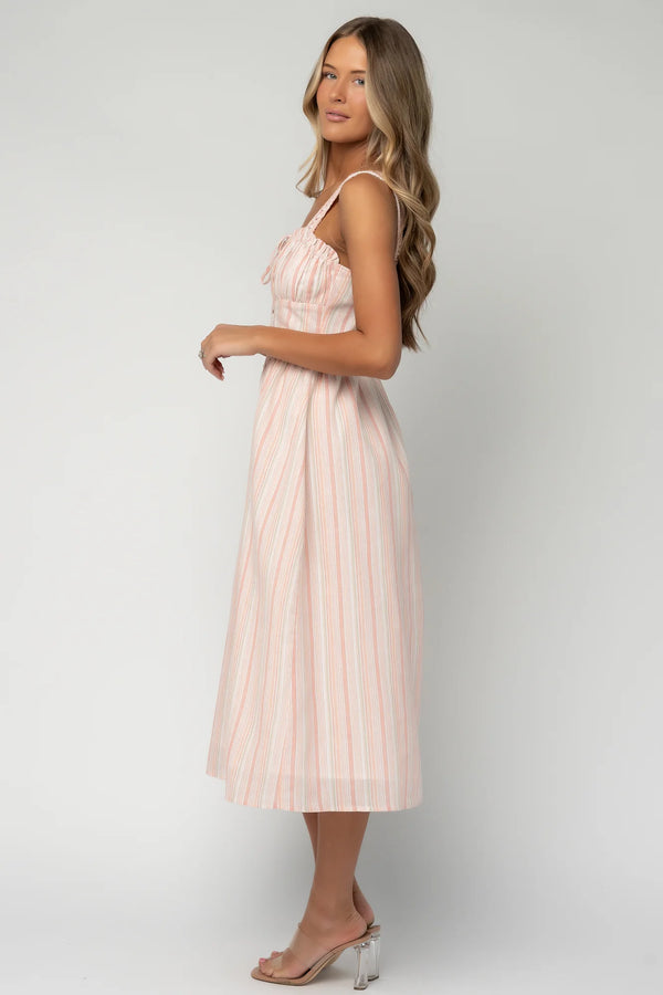 Melina Midi Dress | Peach Stripe