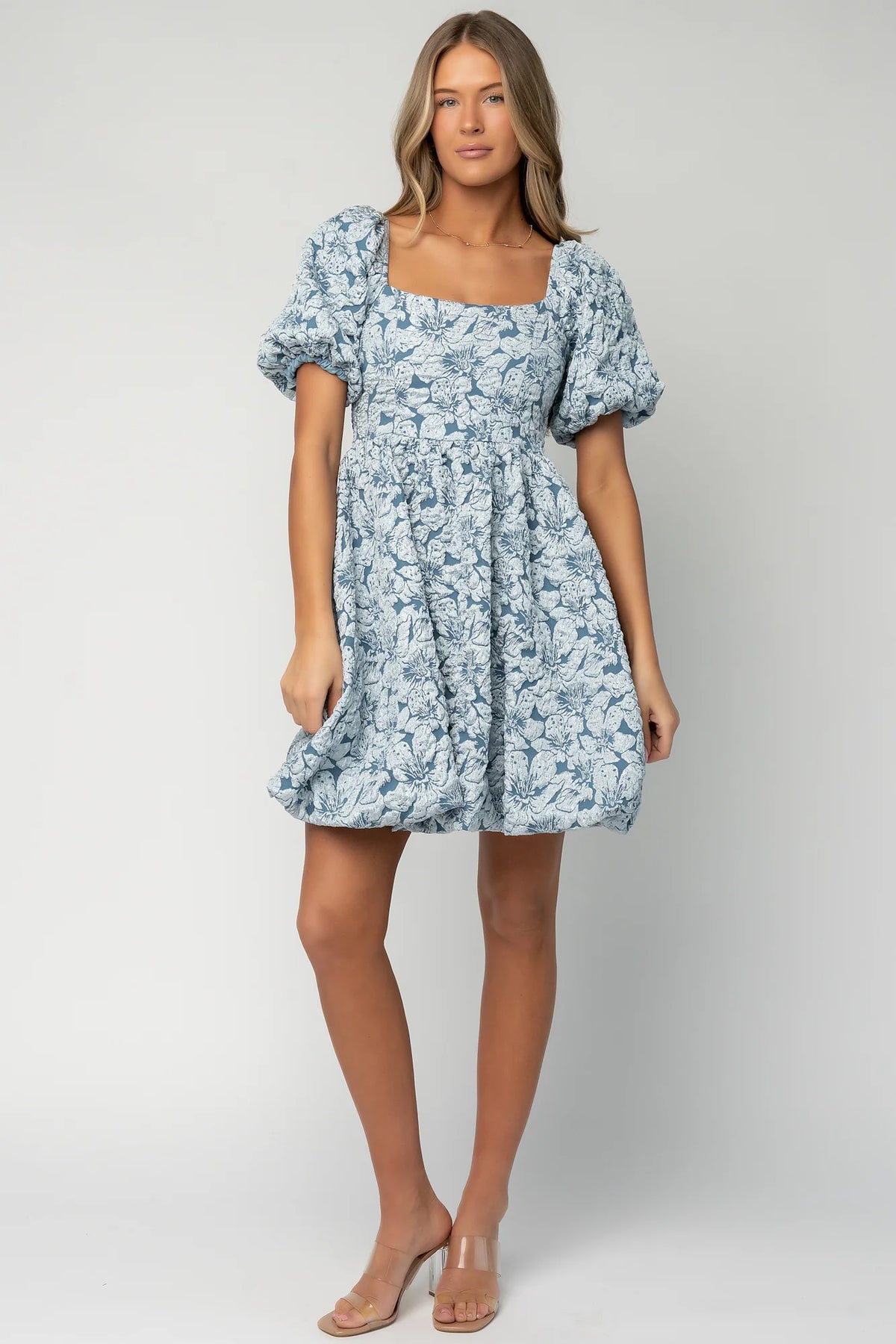 Enchanted Jacquard Dress | Dusty Blue Main image