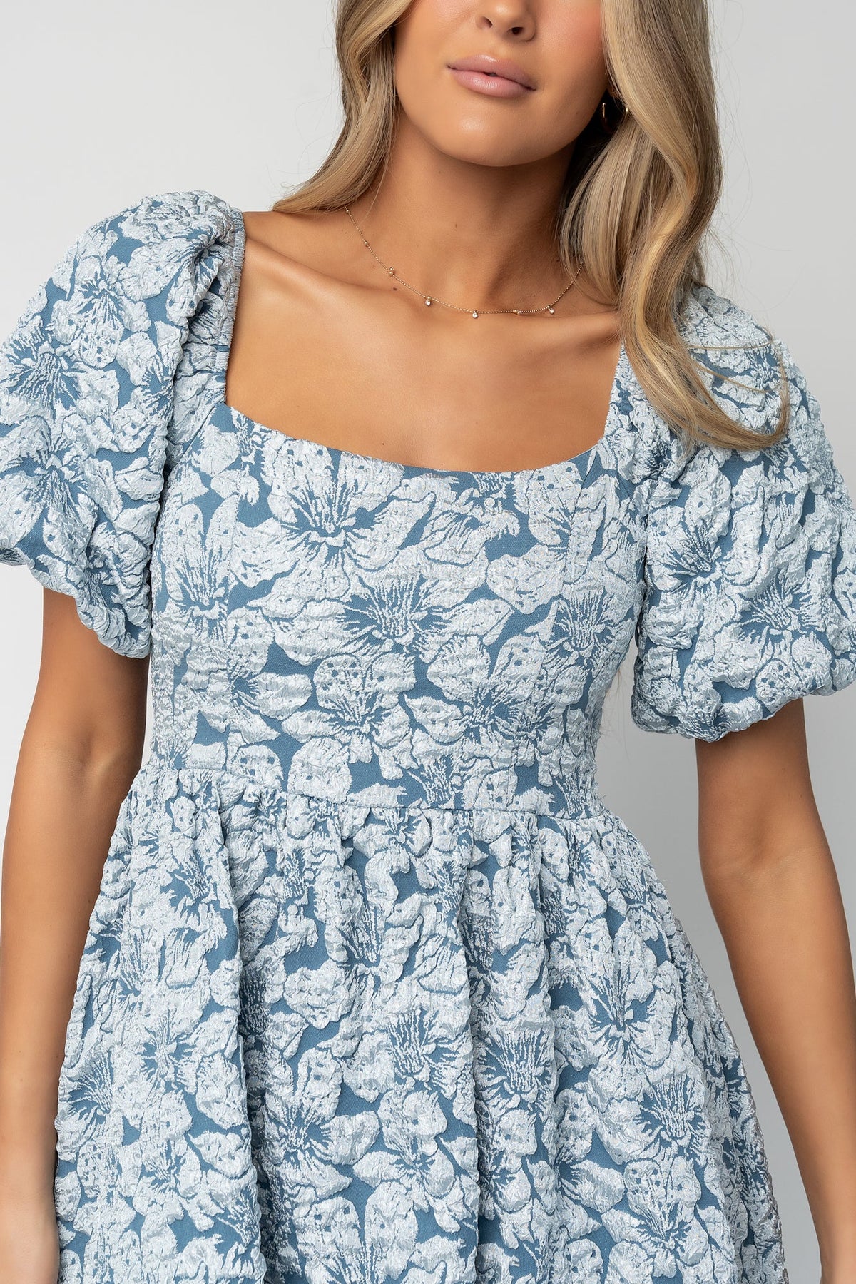 Enchanted Jacquard Dress | Dusty Blue
