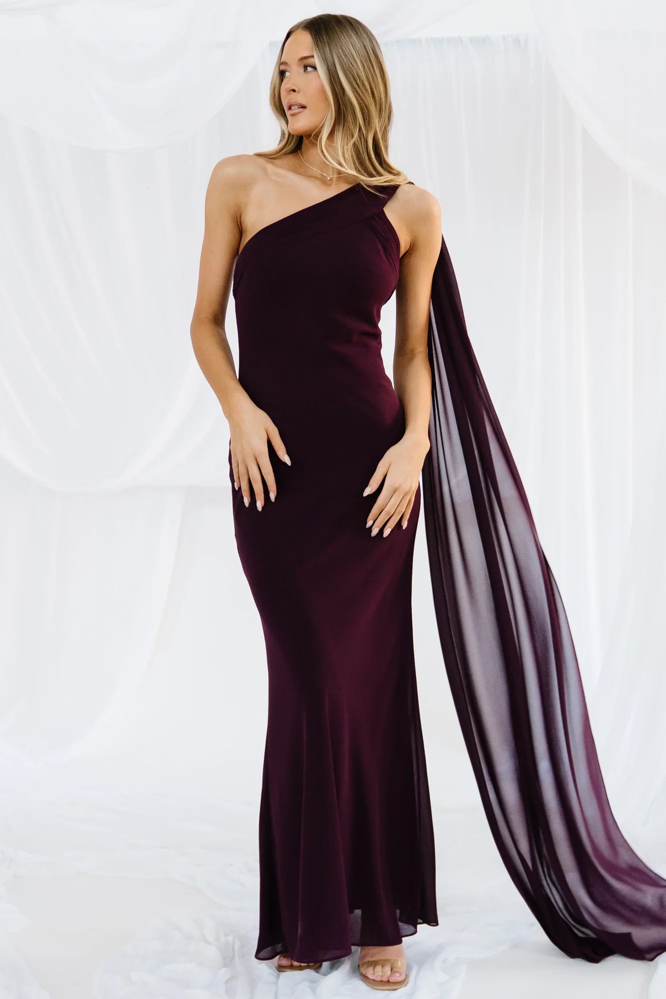 Julianne One Shoulder Maxi Dress | Dark Plum Secondary image