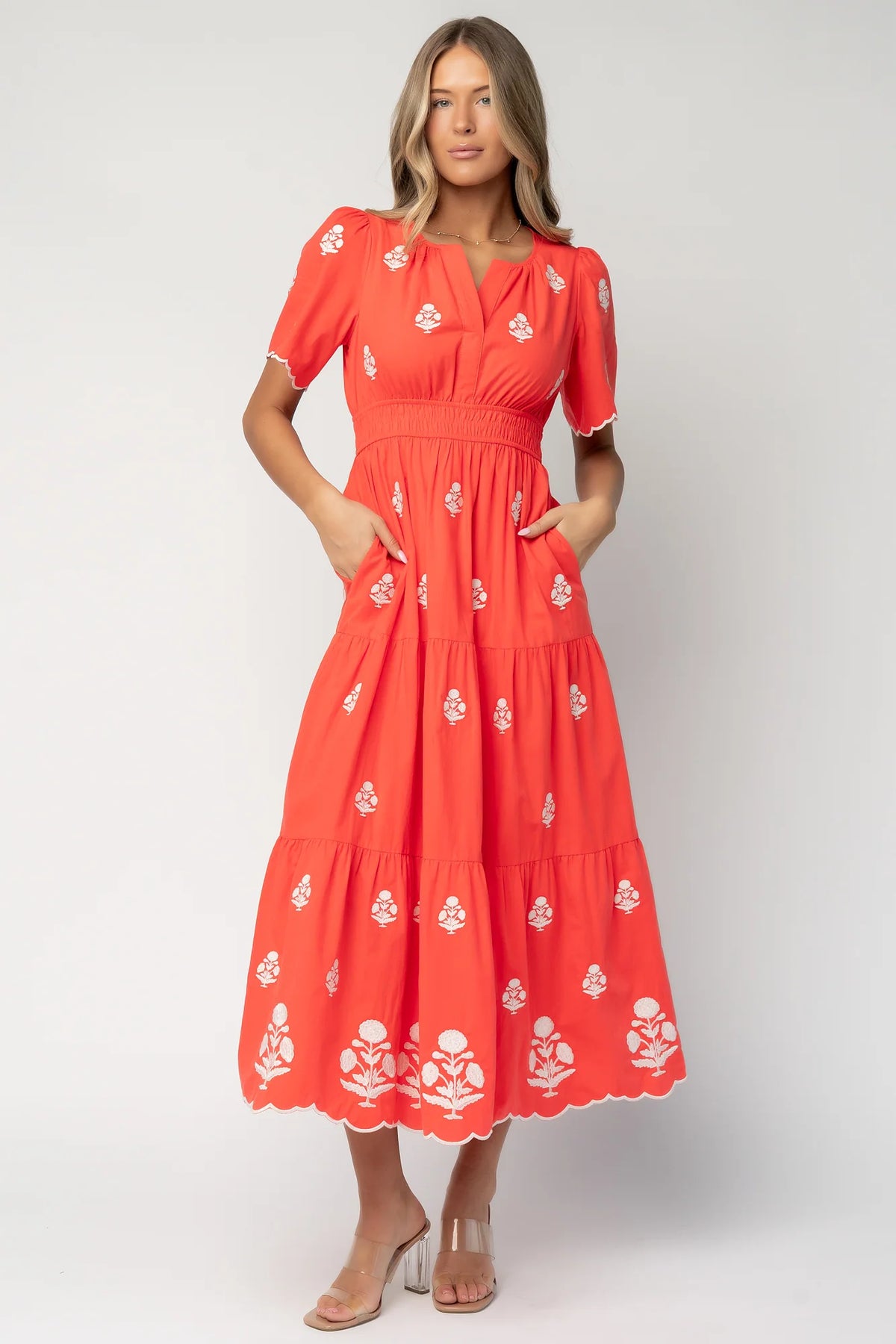 Delilah Embroidered Maxi Dress | Red Main image