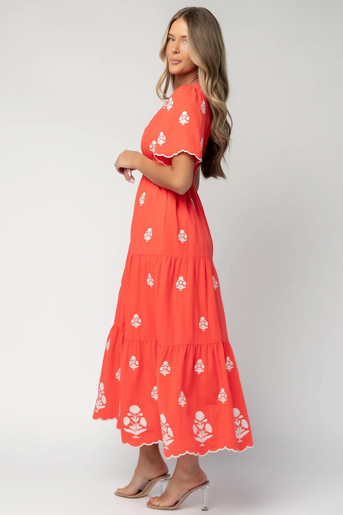 Delilah Embroidered Maxi Dress | Red