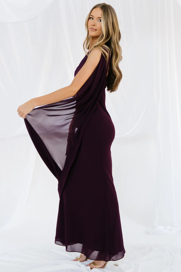 Julianne One Shoulder Maxi Dress | Dark Plum