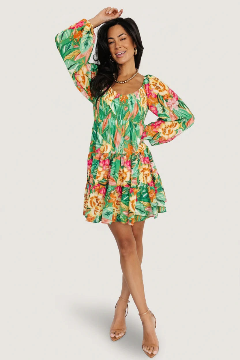 Acapulco Short Dress | Green Multi Print Main image