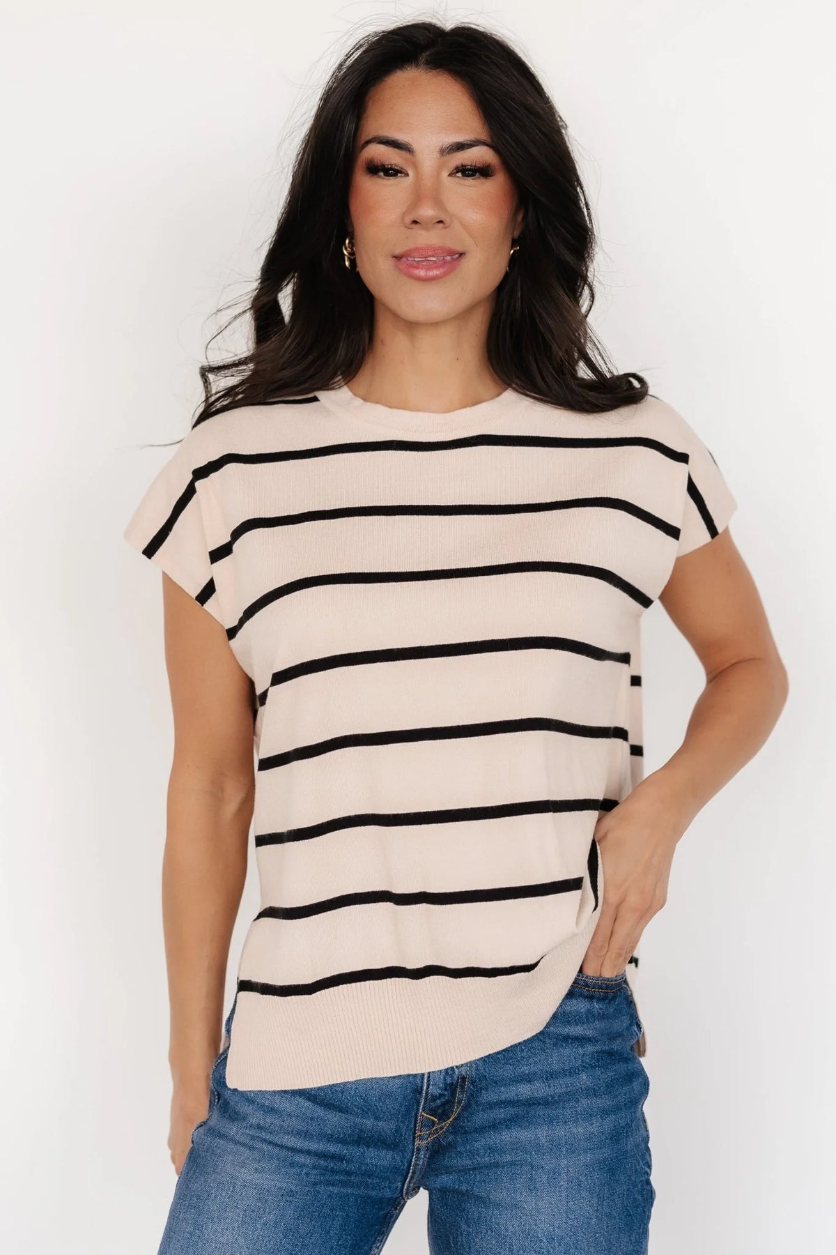 Ada Dolman Top | Natural + Black Main image