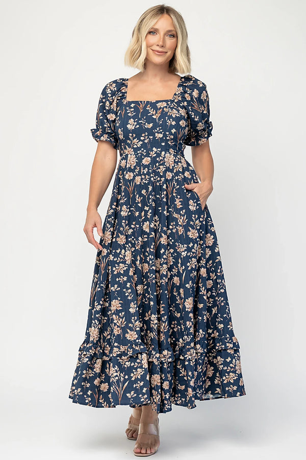 Addison Maxi Dress | Dark Blue Floral