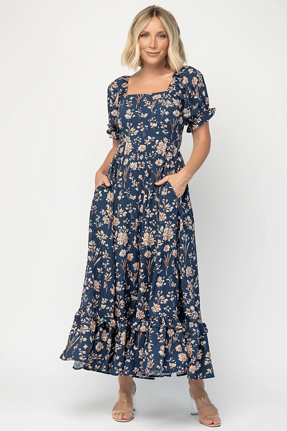 Addison Maxi Dress | Dark Blue Floral Main image