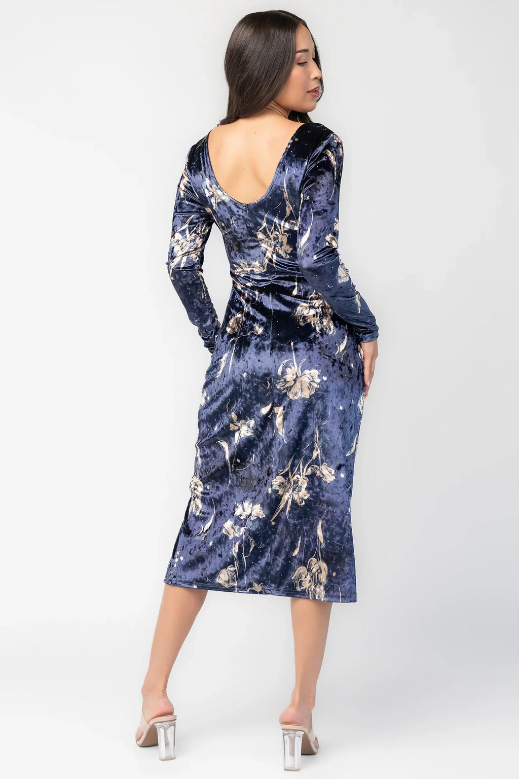 Afterglow Velvet Midi Dress | Navy + Gold