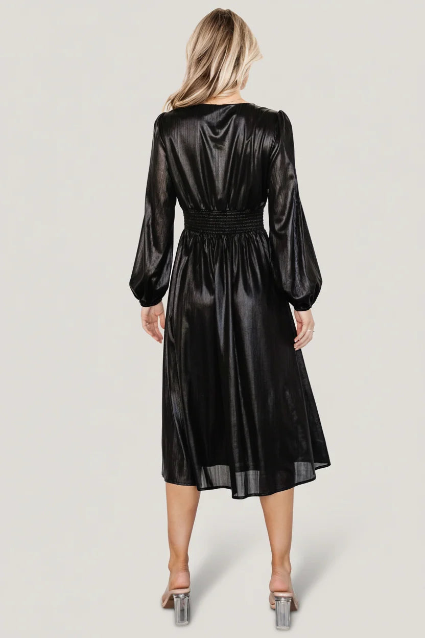 Aisha Shimmer Dress | Black