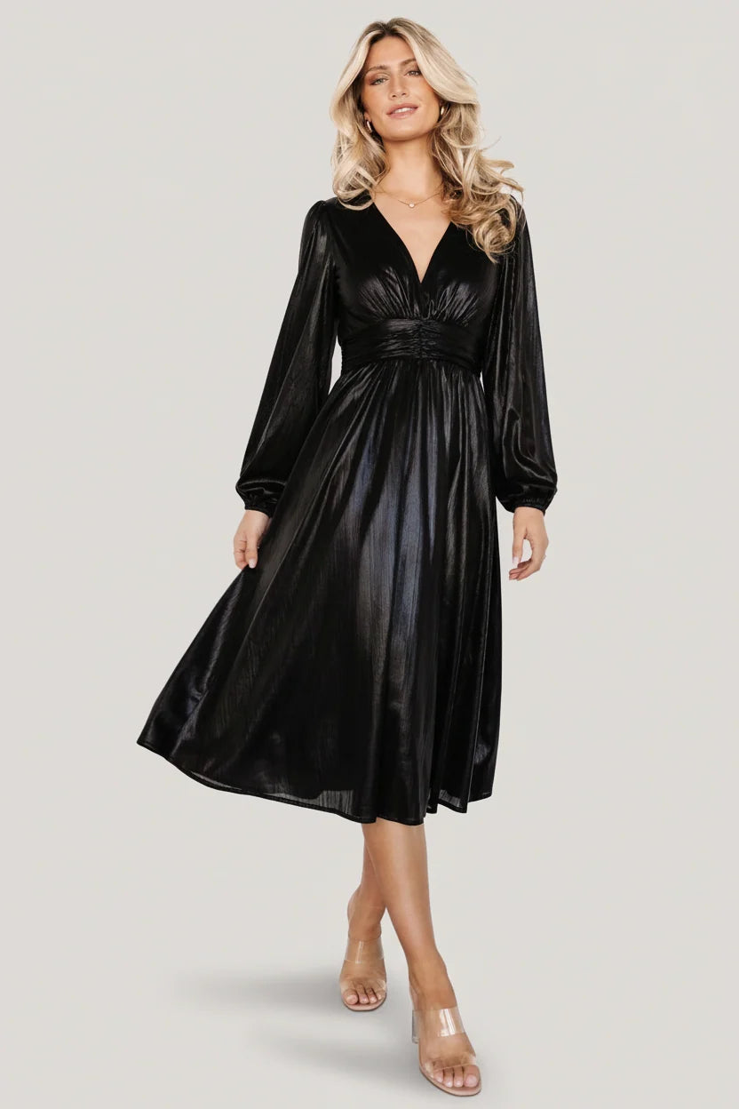Aisha Shimmer Dress | Black