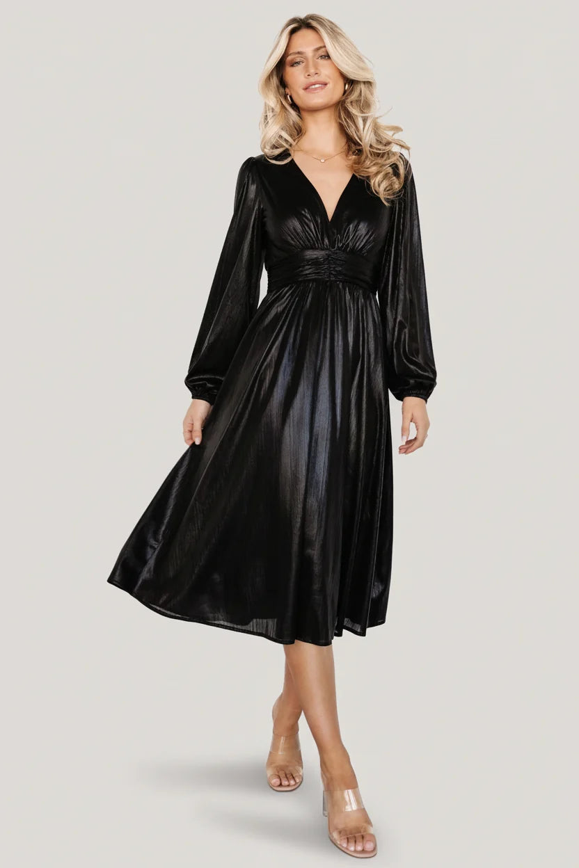 Aisha Shimmer Dress | Black