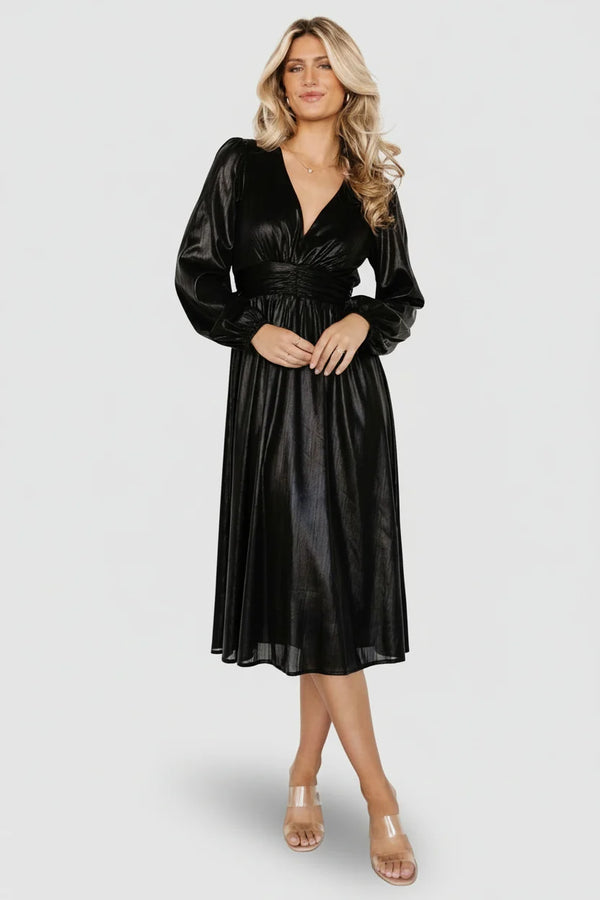 Aisha Shimmer Dress | Black