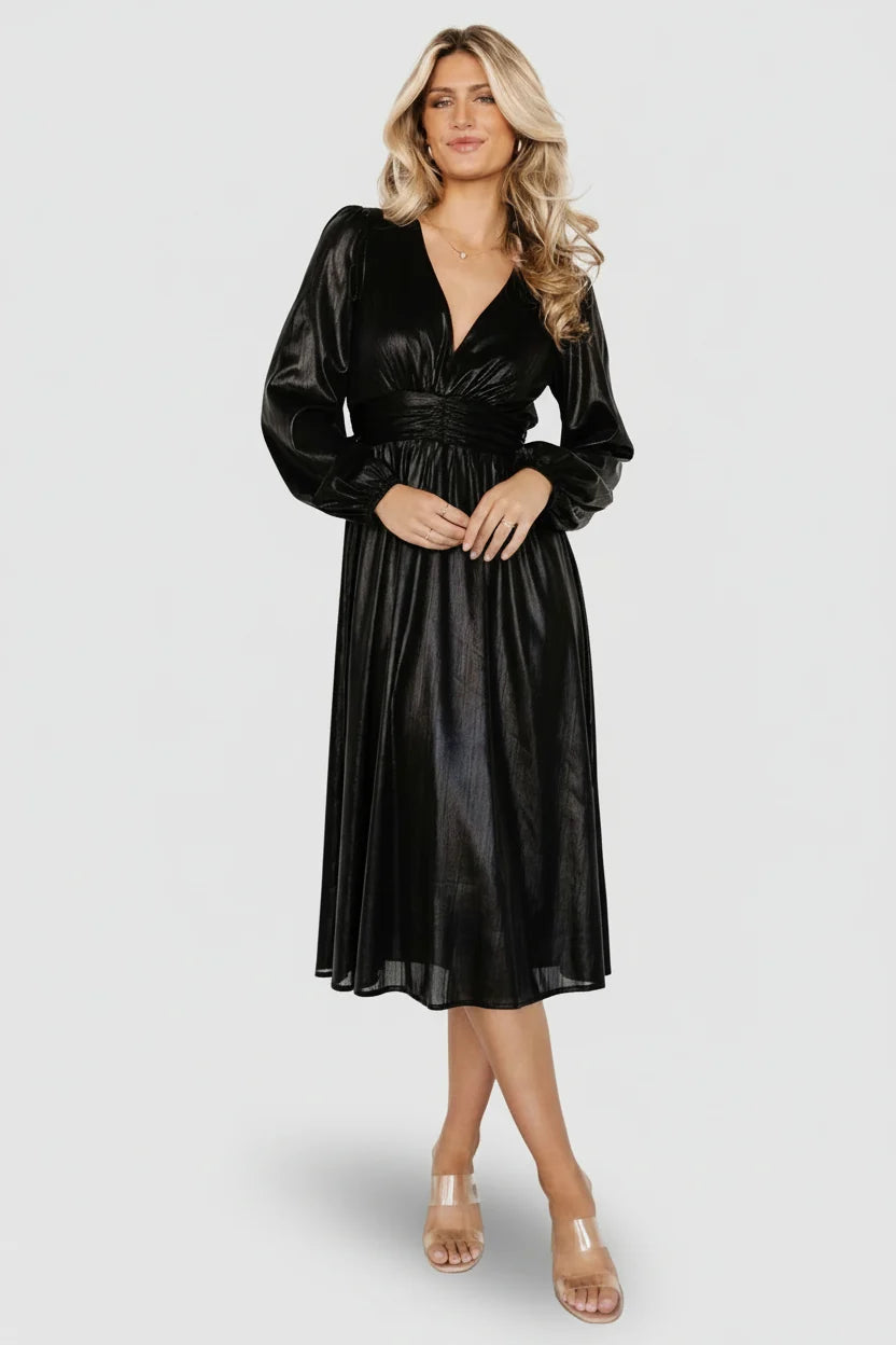 Aisha Shimmer Dress | Black Main image