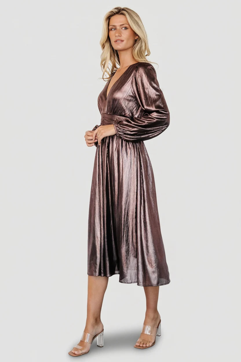 Aisha Shimmer Dress | Bronze Main image