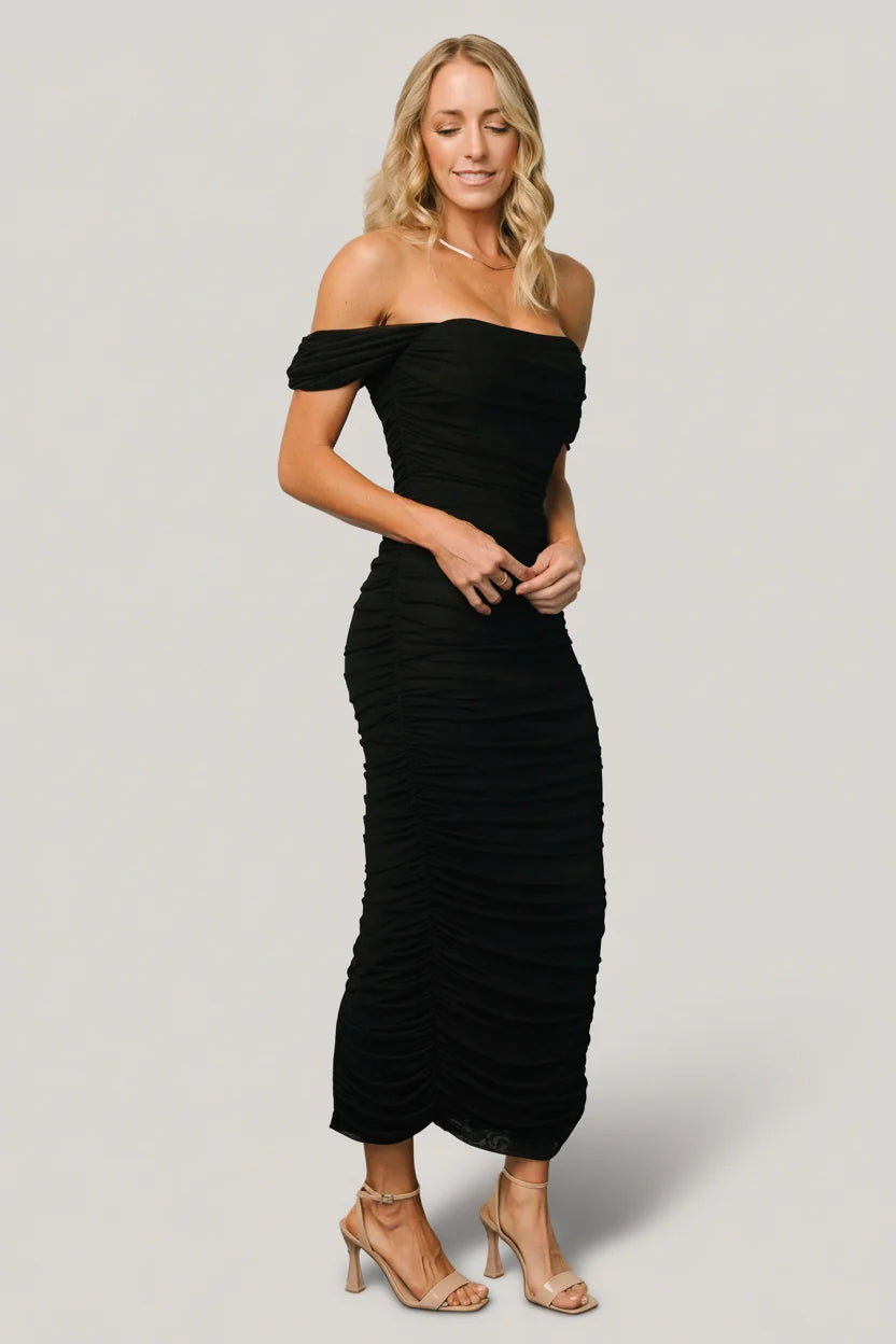 Alessandra Mesh Midi Dress | Black Main image