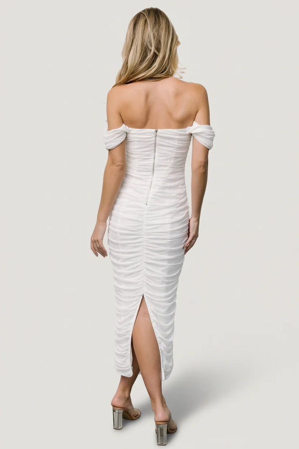 Alessandra Mesh Midi Dress | Off White